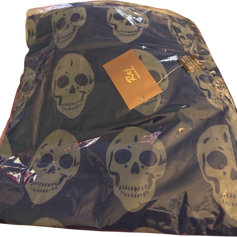 RAJ Anthropologie Skull Printed Navy 100% Cotton Scarf 70x44" NWT